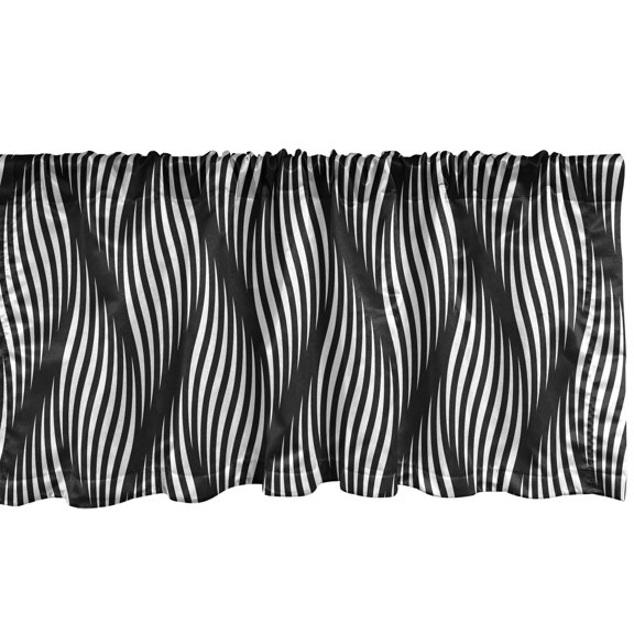 Ambesonne Stripe Valance Pack of 2, Modern Swirling Effect Lines, 42"X18", Charcoal Grey White