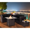 thumbnail image 2 of Gymax 5PCS Patio Furniture Set w/30 Inches Gas Fire Pit Table Cushions Storage Box, 2 of 10