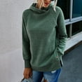 thumbnail image 2 of Ichuanyi Womens Fall Tops, Women Fashion Casual Solid Color Pullover High Neck Hooded Sweater, 2 of 8