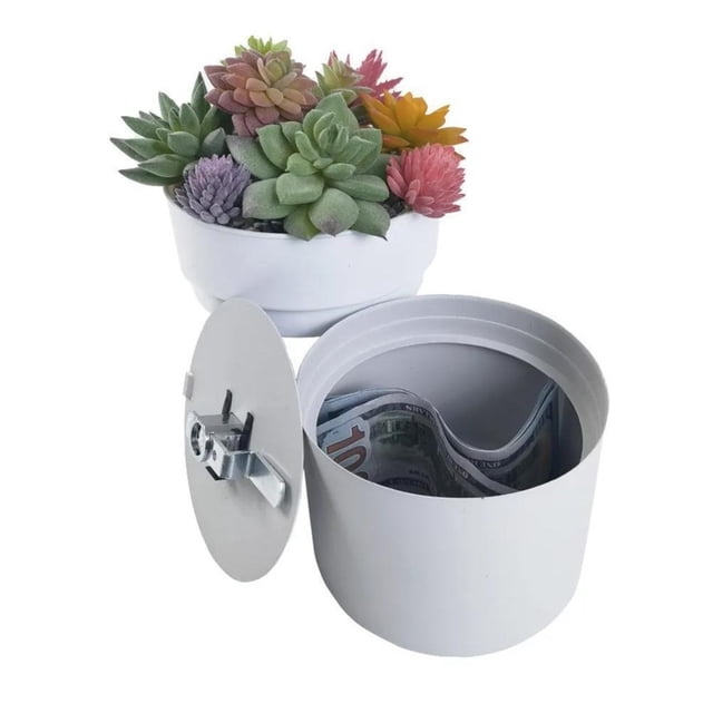 Flowerpot-Shaped Iron Money Safe, Password Lock Hidden Storage Box