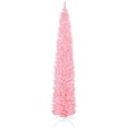 thumbnail image 1 of 9ft White Pencil Christmas Tree with 350 LED Lights & Remote - DIY Color Changing, Hinged Design for Living Room & Entryway Decor, 1 of 7