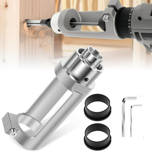 Square Hole Drill Bit Adapter with Drill Bits, Mortising Attachment, Aluminum Hole Drill Mounting Bracket, Drill Fixing,1 x Square Hole Holder kit,Silver
