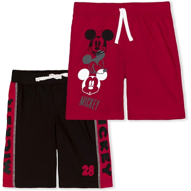 Disney Mickey Mouse 2 Pack Shorts Set for Boys, Toddler Kids Short Pants