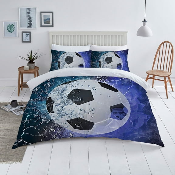 Unique Design Bedding Cover Set Boy Man 3D Football Printed Polyester Home Textiles ,King (90"x104")