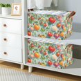 thumbnail image 2 of Yayeee Foldable Storage Basket for Shelves with Handles Set of 2 Waterproof Cloth Bins, Green Floral Tomatoes, 2 of 7