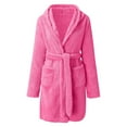 thumbnail image 2 of VANLOFE Unisex Warm Pajamas Household Clothes Solid Bathrobe Lengthened Night-robe Woman's Nightgown Hooded Robes Hot Pink Robes Sleepwear for Woman S-3XL, 2 of 7