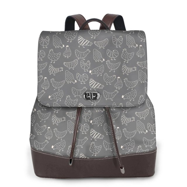 Balery Funny Chicken Mochila de Cuero para Mujeres, Gran Capacidad, Bolsa de Viaje Multifuncional, Mochila de Cuero y Bolsa de Hombro para Mujeres