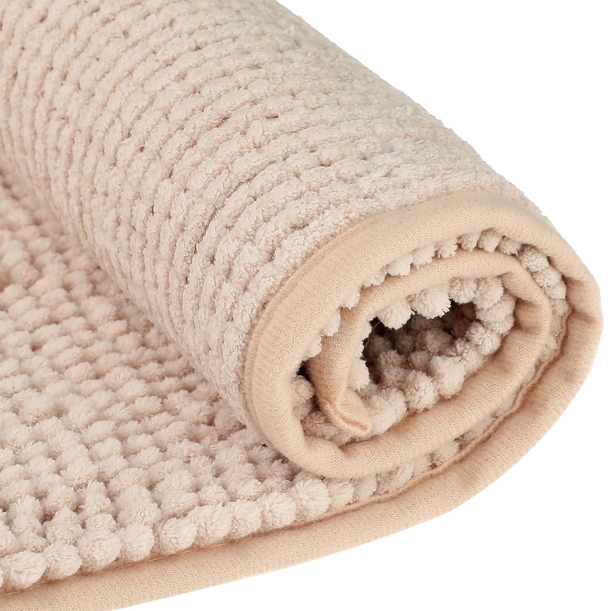 Unique Bargains 2 Pcs Plush Fluffy Extra Thick Mat Khaki/Navy Blue 20" x 32"
