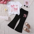 thumbnail image 2 of TOWED22 Girls Summer Clothes Outfit Set Sweet Floral Two Piece Print Tee Flared Pants M,6-7 Y, 2 of 3