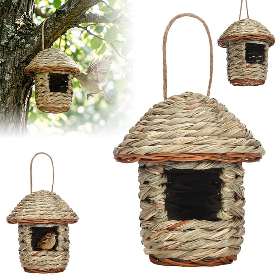 Gute Hand Woven Birdhouses For Outdoors Hanging Natural Bird Hut Outside Audubon Finch Canary Chickadee,Hummingbird House Bird Nests Khaki
