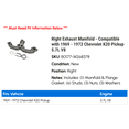 thumbnail image 2 of Right Exhaust Manifold - Compatible with 1969 - 1972 Chevy K20 Pickup 5.7L V8 1970 1971, 2 of 2