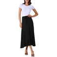 thumbnail image 2 of INSPIRE CHIC Women's Casual Elastic Waist Drawstring Stretchy Flare A-Line Long Skirt XL Black, 2 of 4