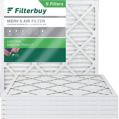 

Filterbuy 20x20x1 MERV 8 Pleated HVAC AC Furnace Air Filters (6-Pack)