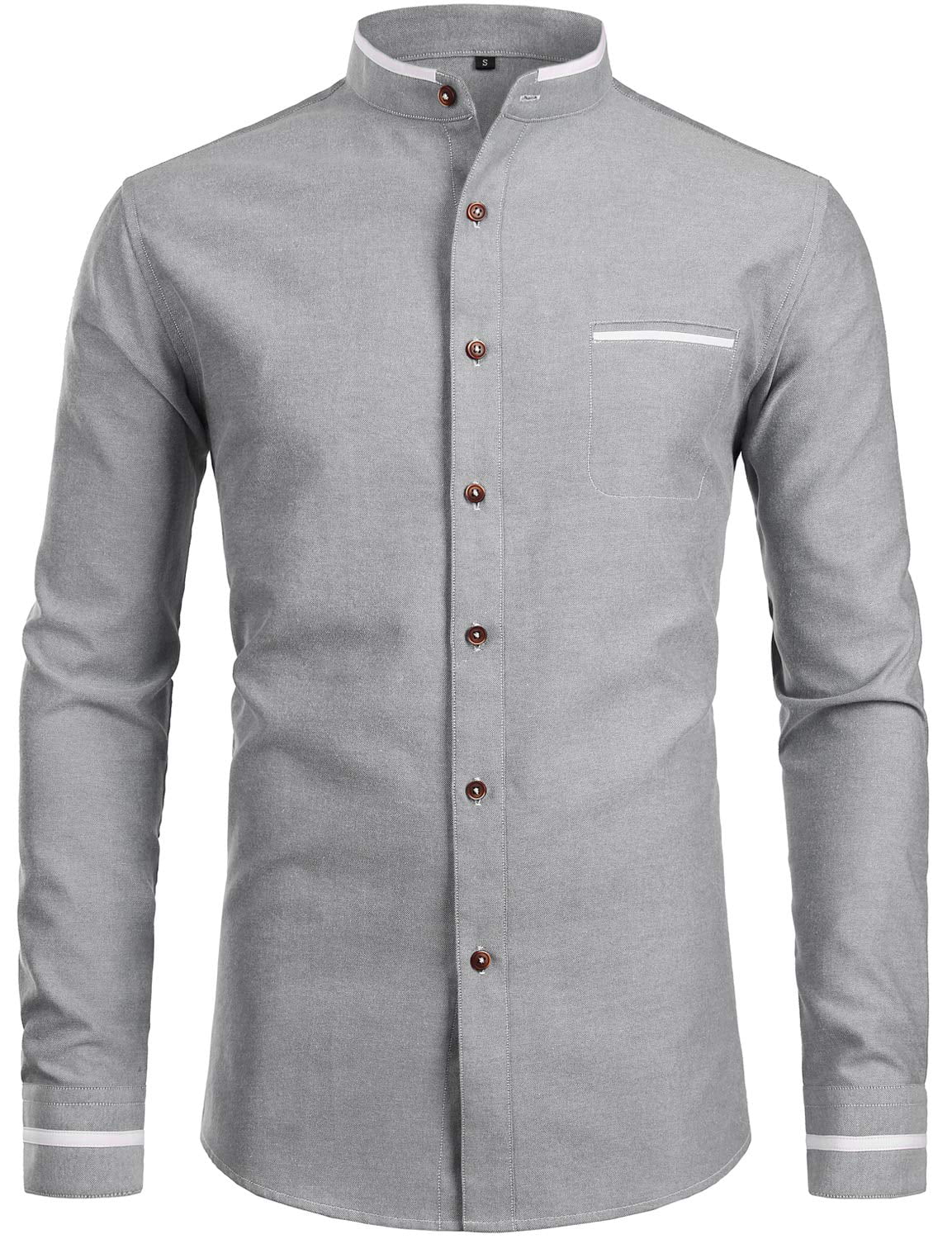 ZEROYAA Mens Hipster Mandarin Collar Slim Fit Long Sleeve Casual Button  Down Oxford Dress Shirt with Pocket Z113 Gray XX-Large