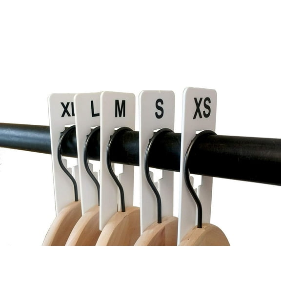 NAHANCO QSDWBKIT1, White Rectangular Clothing Size Dividers with Black Print for XS-XL, Kit of 10 (5 Sizes of 2 Each)