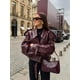 thumbnail image 1 of Chaqueta de cuero con solapa Lisa para mujer, abrigo informal holgado con bolsillos y manga larga, prendas de vestir exteriores de calle alta para otoño 2024, 1 of 5