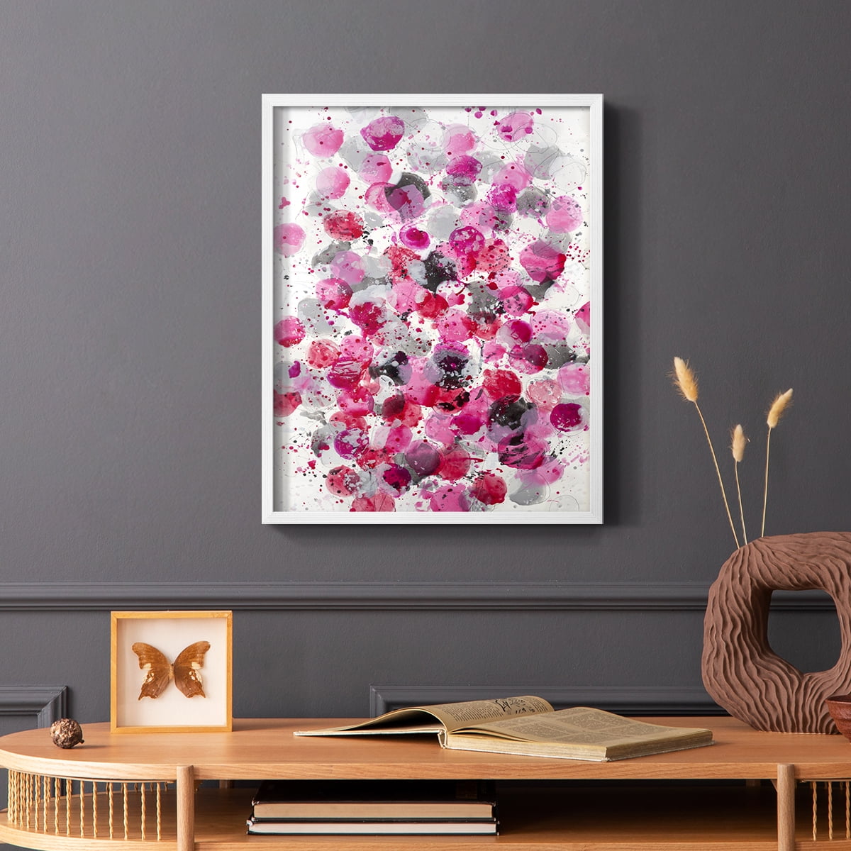 Bouquet Framed Print in White Solid Wood Framed Print No Nail Hanging
