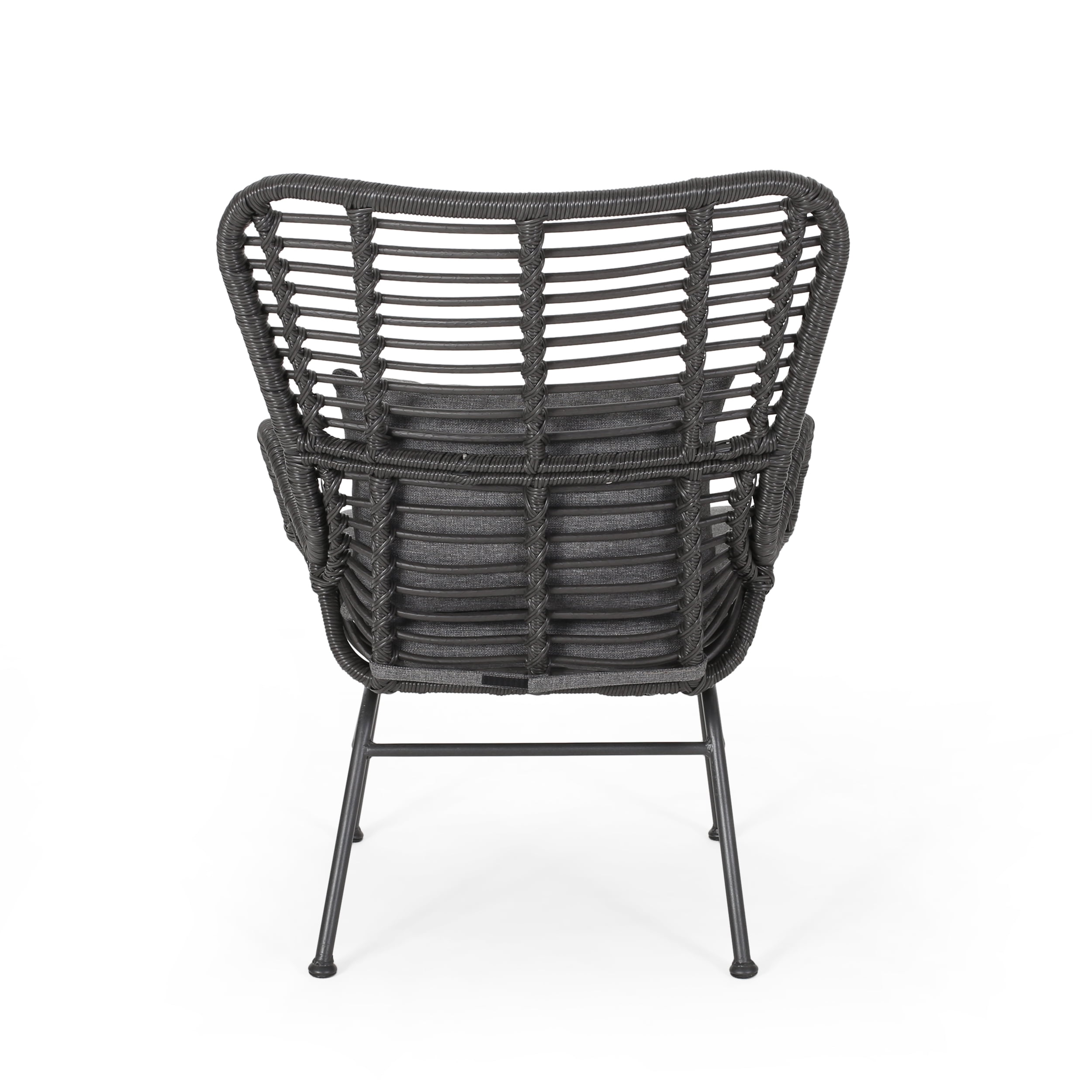 Noble House Montana Modern Faux Rattan Club Chairs with Water-Resistant Cushions, (Set of 2)