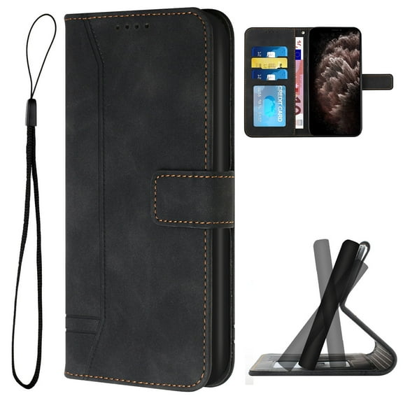 Compatible with Samsung Galaxy A53 5G Wallet Case, Premium PU Leather Folio RFID Blocking with Card Slot Wrist Strap Magnetic Closure Built-in Kickstand Protective Case,Black