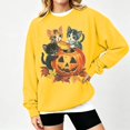 thumbnail image 4 of Peichun Halloween Pumpkin Cat Sweatshirts for Women Fall Winter Long Sleeve Crew Neck Loose Pullover Tops Vintage Spooky Season Graphic Loose Comfort Fit Hoodless Sweatshirt 1-Yellow XL, 4 of 4