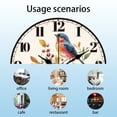 thumbnail image 3 of 1pc MDF Printed Wall Clock for Home Living Room Bedroom Decoration Flat Round Bird 300mm for DIY, 3 of 7