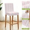 thumbnail image 4 of Pink Line Striped Bar Stool Covers - Stretch Dining Chair Covers Set of 4, Farmhouse Modern Geometric Stripes Bar Chair Cover Removable Counter Stool Pub Chairs Slipcovers Protectors for Kitchen/Cafe, 4 of 9