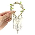 thumbnail image 5 of Mosey Lady Ponytail Claw Shiny Rhinestone Faux Pearl Long Tassel Flower Multi Teeth Stainless Hair Decoration Lightweight Bridal Hair Bun Clipper Hair Accessories, 5 of 8