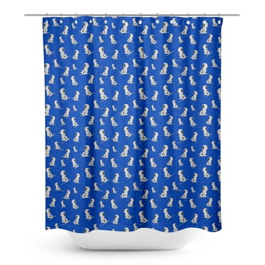 S4Sassy Blue Dalmatian Dog Water Repellent Bath Shower Curtain With Roller Rings Hook-60 x 70 Inch