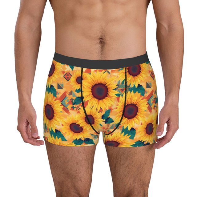 Fotbe Bohemian Sunflower Calzoncillos Tipo Boxer con Bolsa de Soporte Total para Hombre, X-Temp Fresco, Transpirable y de Secado Rápido-X-Large