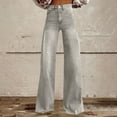 thumbnail image 2 of Audhol High Waisted Jeans for Women High Waist Pull on Baggy Jeans for Women Wide Leg Jeans Woman Streetwear Denim Pant Jeans for Women Grey M, 2 of 4