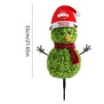 thumbnail image 3 of 21.7'' Christmas Snowman Topiary Artificial Snowman Shaped Topiary Tree Pot With Scarf Christmas Hat Double Balls Boxwood Topiaries For Indoor Outdoor Home Porch Decor(Green-55Cm), 3 of 8