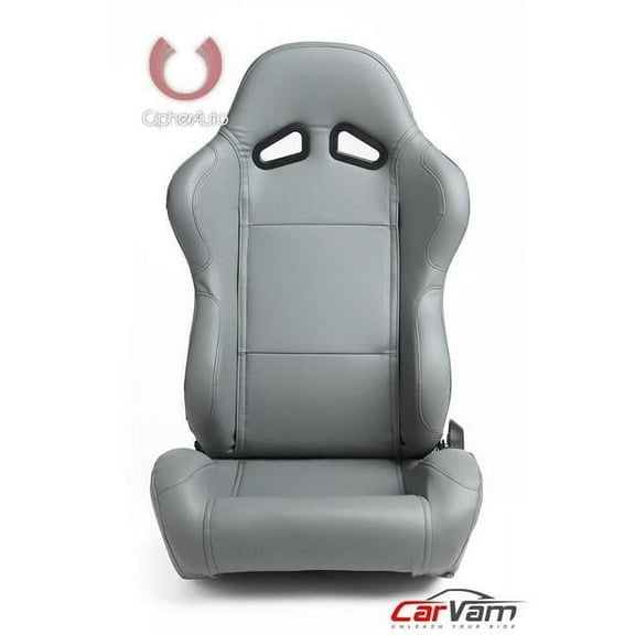 Cipher Auto CPA1001PGY Synthetic Leather Universal Racing Seats, Gray - Pair