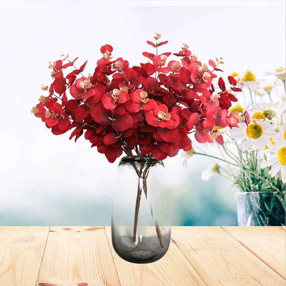 HOMEMAXS Artificial Flowers Decoration Large Eucalyptus Beautiful Bouquet Baby Red
