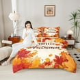 thumbnail image 4 of Homewish Hello Autumn Bedding Comforter Set,Fall Maples Twin Comforter Sets,Beige Orange Bedding Set For Men Women,Ultra Soft Home Decor Reversible,2pcs, 4 of 8