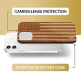 thumbnail image 6 of Case Yard Wooden Case Outside Soft TPU Silicone, Slim Fit Shockproof Wood Protective Phone Cover for Girls Boys Men and Women, Supports Wireless Charging American Flag Design case for iPhone-12-Mini, 6 of 7