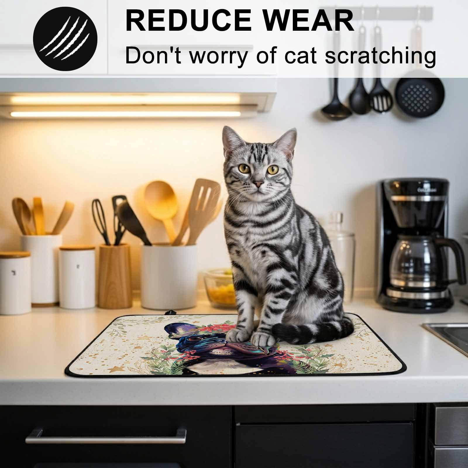 Pet Dog Leaves, Stove Top Cover for Electric Stove, Heat-proof & Non Slip Glass Top Stove Cover Protector, Farmhouse Flower Stars Watercolor Kitchen Flat Cooktop Rubber Mat 24x21 Inches