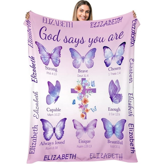 Christian Blankets for Women Faith (60"X50"), Christian Gifts for Women, Religious Inspirational Baptism Gifts, Prayer Jesus Blanket for Girl, Mom, Sister, Daughter (Orange Cross Style