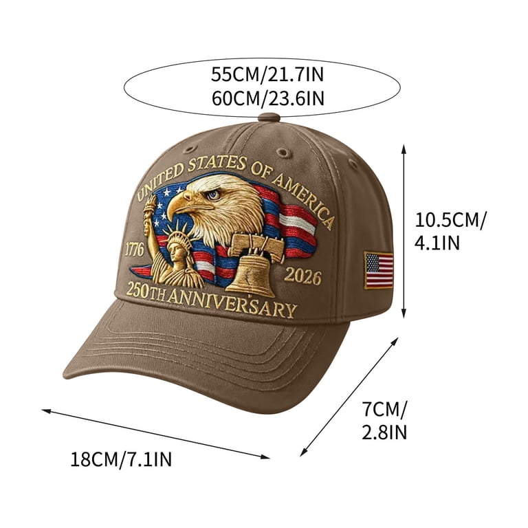 Cappellino USA 250° Anniversario 2026, Comodo Berretto da Baseball in