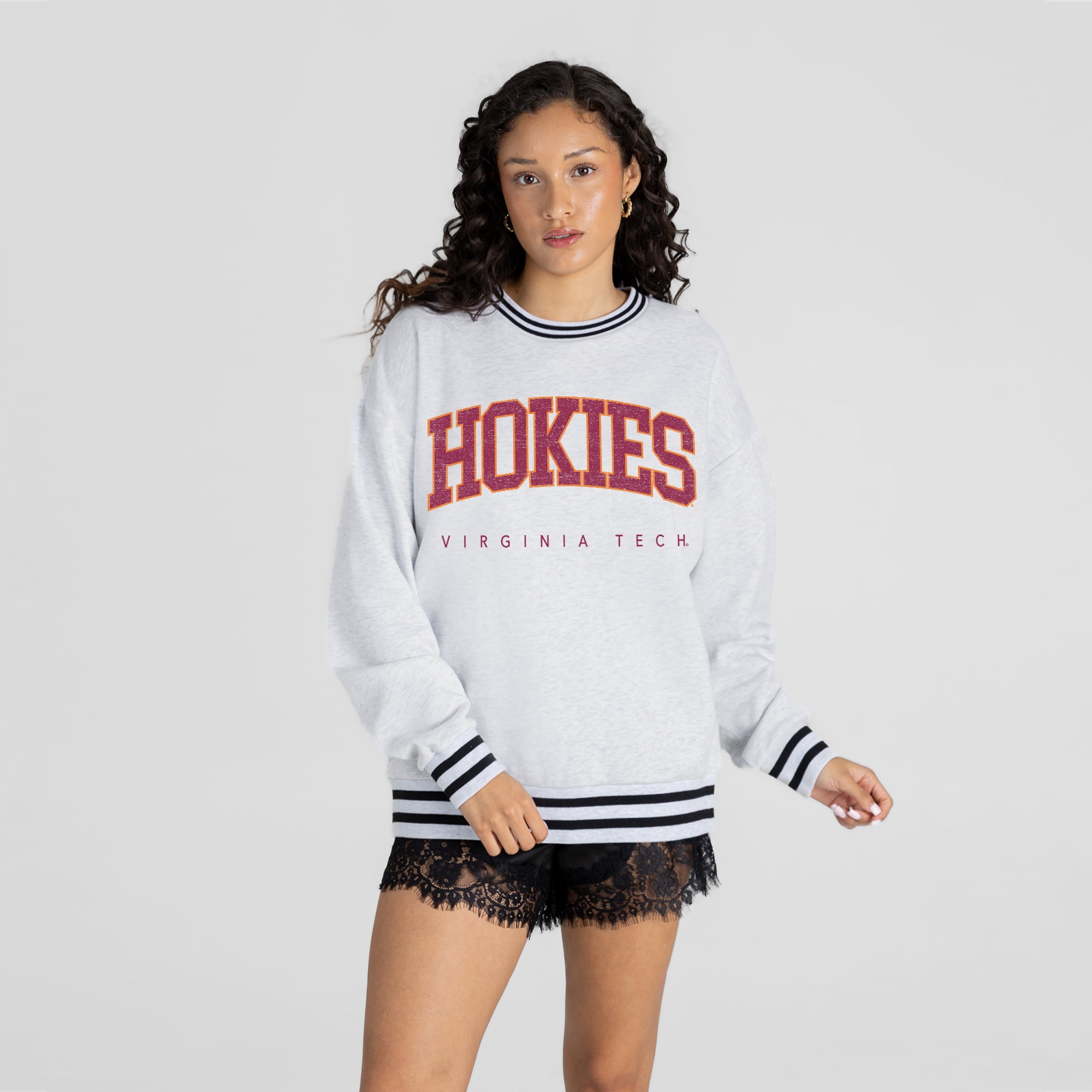 Women's Gameday Couture Ash Virginia Tech Hokies Easy Energy Sweatshirt