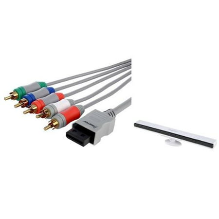 Insten Wireless Remote Ray Sensor Bar+Component HD Audio Video Cable For Nintendo Wii (2-in-1 Accessory Bundle)