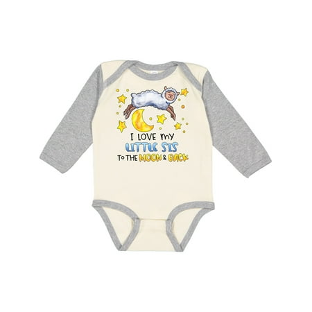 

Inktastic I Love my Little Sis to the Moon and Back Cute Sheep Gift Baby Boy or Baby Girl Long Sleeve Bodysuit