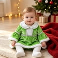 thumbnail image 6 of mgoYE Newborn Infant Baby Girl Christmas Clothes 3 6 9 12 18M Romper Dress Trim Velvet Jumpsuit Bodysuit(Green,3-6 Months), 6 of 9