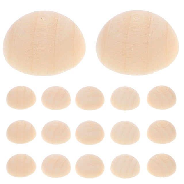 100 piezas de medias esferas de madera sin terminar, mini semiesferas para manualidades, proyectos de bricolaje, suministros de arte y manualidades para niños (amarillo claro, 15 mm).