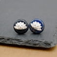 thumbnail image 2 of QQTDFG Sterling Silver Lotus Flower Round Lapis Lazuli Post Earrings A1622-default, 2 of 7