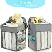 BUSATIA Hanging Diaper Caddy Organizer,Changing Table Diaper Organizer,Baby Hanging Diaper Stacker Nursery Caddy Organizer for Cribs Playyard Baby Essentials Storage,Diaper Holder Organizer