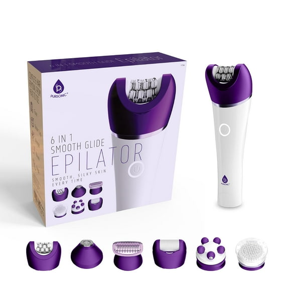 PURSONIC Épilateur 6-en-1 Smooth Glide - Ensemble d'Épilation, Exfoliation et Massage Tout-en-un pour Femmes