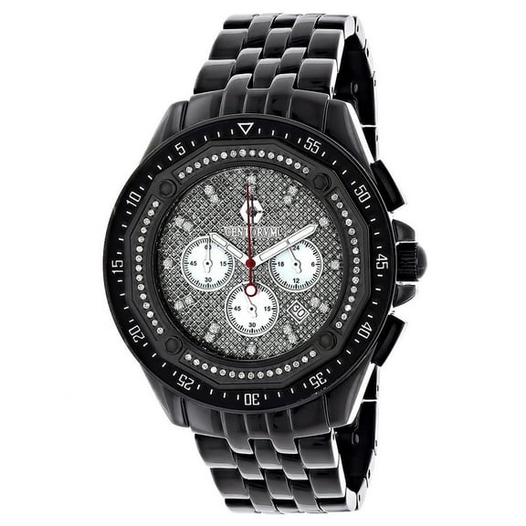 Chronograph Men's Black Diamond Watch 0.55ct