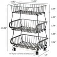 thumbnail image 3 of TEAFIRST 3 Tier Basket Cart, Stackable Metal Wire Baskets with Rolling Wheels Storage, Black, 3 of 6