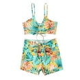 thumbnail image 1 of Women Swimsuits Trendy Print Spaghetti Strap Drawstrings Separates Bikinis Yellow Bathing Suit for Women XL, 1 of 8