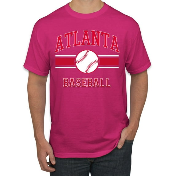 Wild Bobby City of Atlanta Baseball Fantasy Fan Sports Men's T-Shirt, Fuschia, 3X-Large